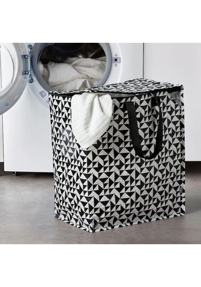 Ikea Knalla Giysi Malzeme Yemek Taşıma Çantası Desenli Siyah 47 L N11.8216