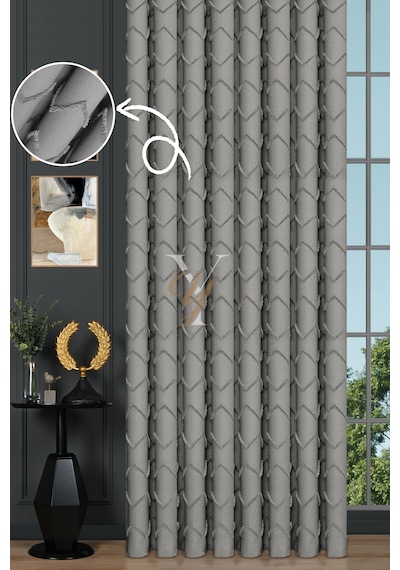 Jakar Kesme Fon Perde Ezgi V-6014 Gri Gri