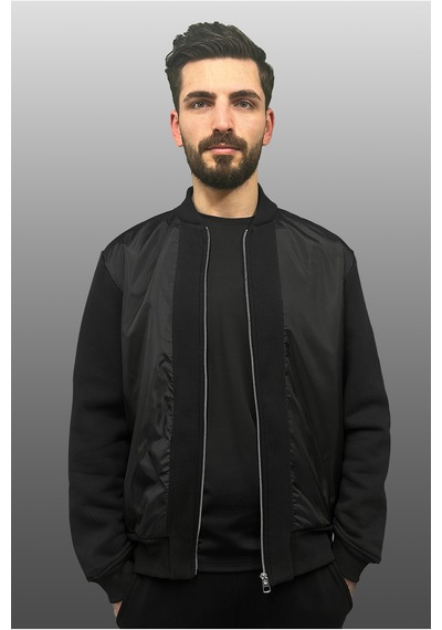 Nature The Brand Siyah Erkek Mont İçi Pamuklu Pvc Kaplama Ön Panel Fermuarlı Gizli Cep Detaylı Siyah