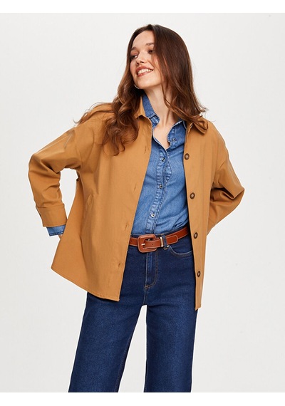 Faik Sönmez Arka Beli Lastikli Overshırt Tunik W26tnk002 Uw26tnk00235 Camel