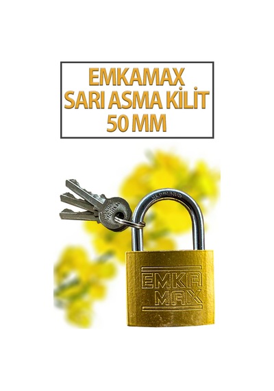 Kısa Sarı Asma Kilit 50 Mm 3 Anahtarlı