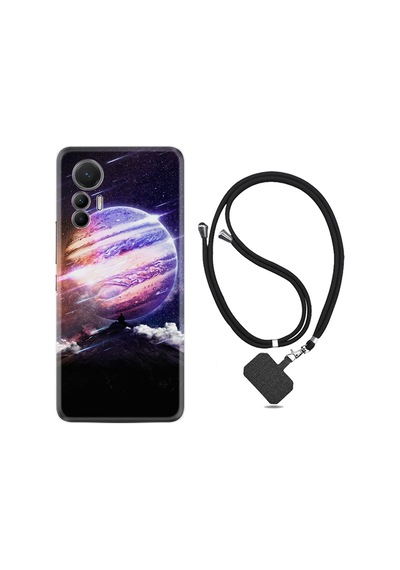 Xiaomi 12 Lite Kılıf İpli Boyun Askılı Desenli Silikon Super Planet 1797