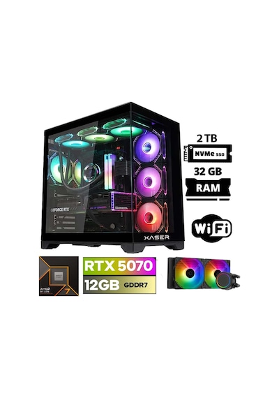 Xaser Lexus X70 R7-7700 32 GB 2 TB M.2 NVMe SSD 12 GB RTX5070 Free Dos Masaüstü Oyuncu Bilgisayarı