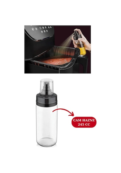 Silicolife Airfryer Pişirme Kabı, 6’lı Muffin Kek Kalıbı ve Sprey Cam Yağlık- Tüm Fritözlerle Uyumlu
