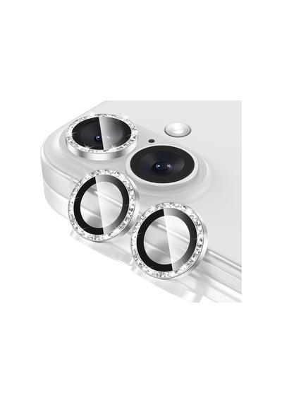 Apple Uyumlu iPhone 16 Pro / 16 Pro Max Taşlı Metal Kamera Lens Koruyucu Set Beyaz