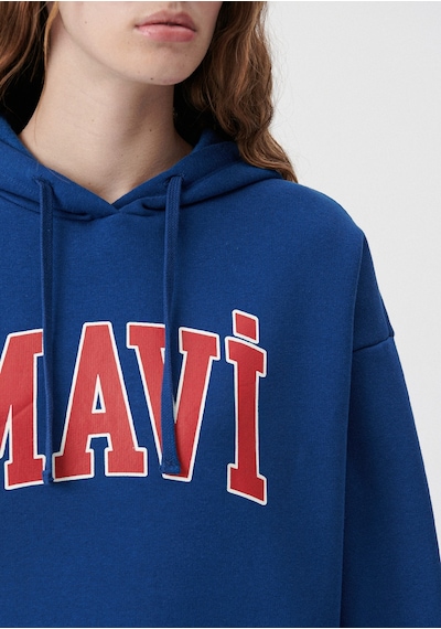 Mavi 1600361-82625 Mavi Logo Baskılı Kapüşonlu Sweatshirt - Lacivert