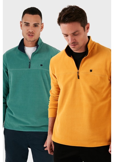 Buratti Slim Fit Anti-Pilling Tüylenme Yapmayan Bato Yaka Şardonlu 2'Li Paket Erkek Polar 5906001S2 Benetton-Hardal