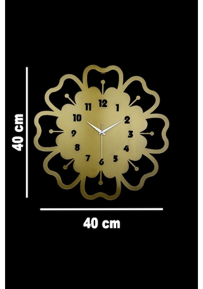 Mercan Model Metal Lazer Kesim Akar Sessiz Mekanizmalı Duvar Saati 40 40 Cm -m012 Gold