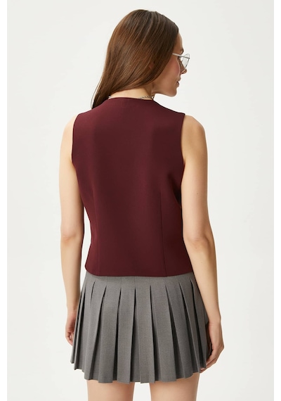 Ritnice Kadın Style Bordo Astarlı Dokuma Yelek Bordo