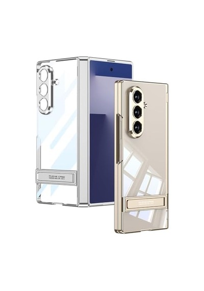 Senon Galaxy Z Fold 7 Kılıf Kamera Korumalı Şeffaf Tasarımlı Zore Lego Standlı Kapak Gümüş
