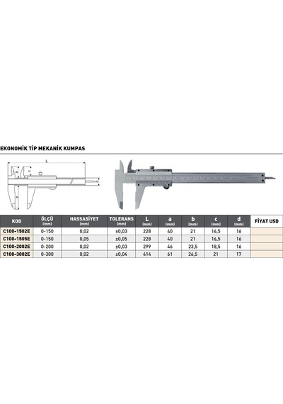 Fett 0-300x0,02mm Pld Ekonomik Tip Mekanik Kumpas