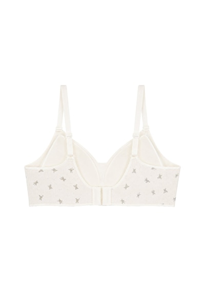 Cottonill Seamless Bra - Mireva Krem Lazer Kesim Rib Dokulu Ayıcık Desenli Balensiz Kadın Sütyen