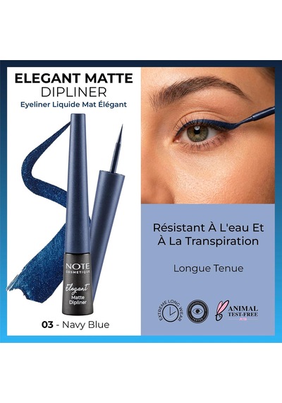 Cosmetics Elegant Matte Dipliner Waterproof Mavi, 03 Navy Blue Diğer