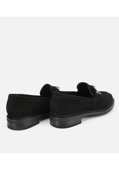 Hotiç Kadın Süet Deri Siyah Tokalı Klasik Loafer