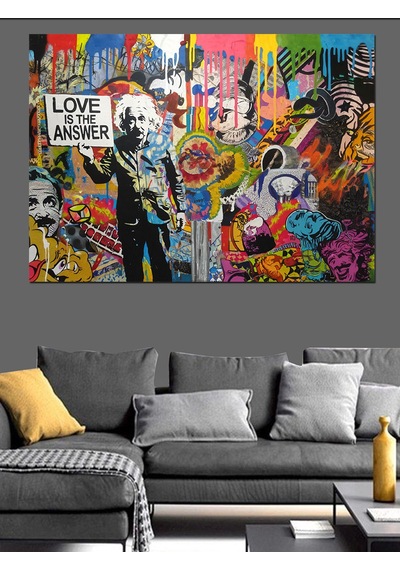 Grafiti Sanatı Ve Aşk Dekoratif Kanvas - Mdf Ahşap Tablo