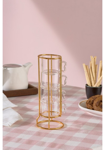 Karaca Kendal 4 Kişilik Standlı Kahve Fincanı 90 Ml Gold