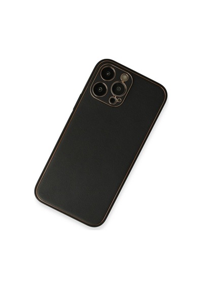 Apple iPhone Uyumlu 13 Pro Max Kılıf Coco Deri Silikon Kapak - Siyah Diğer