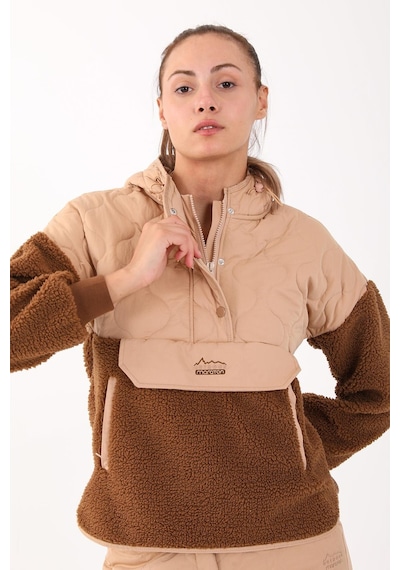 Maraton Sportswear Comfort Kadın Kapşonlu Uzun Kol Outdoor Taba Sweatshirt 21441-taba Taba