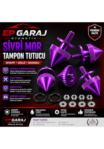 Universal Bütün Araçlara Uyumlu Sivri Mor Tampon Tutucu Sportif Ve Güçlü Görünüm