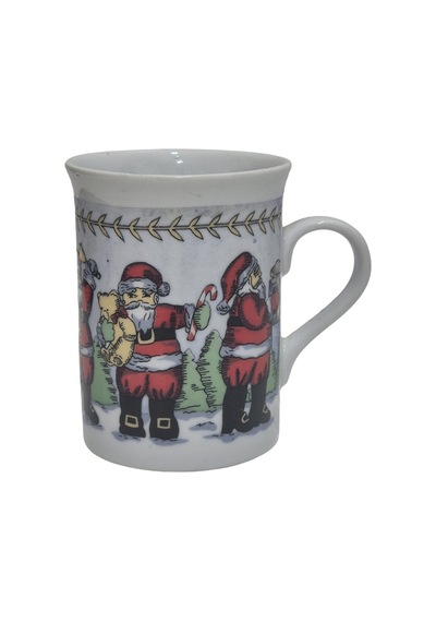 Vintage Noel Baba Figürlü Porselen Kupa 10cm Çok Renkli