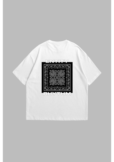 Tarzsokak Rhythm Bandana Baskılı Oversize Unisex Beyaz Beyaz