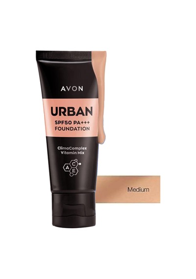 Avon Urban Fondöten Spf50 PA+++ Medium 30 ML