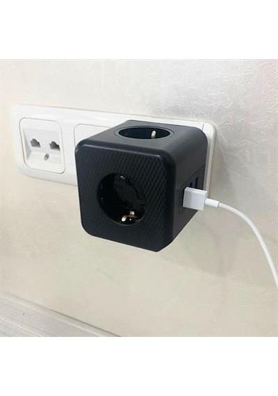 Isıya Dayanıklı Termal Akım Korumalı Ve Çocuk Korumalı 3 Priz Girişli 3 Usb Girişli Küp Priz