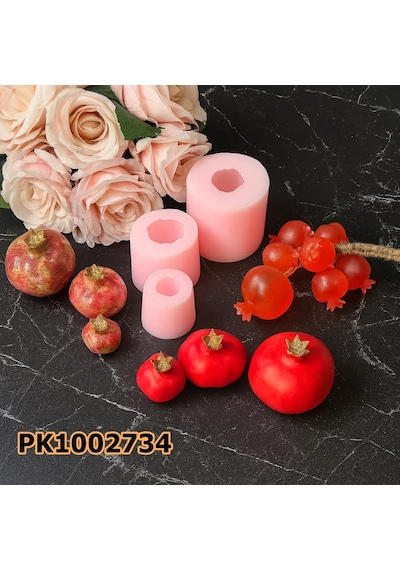 Pk1002734 - Silikon Kalıp Mum Kalıbı - Nar 3'lü Set Renksiz