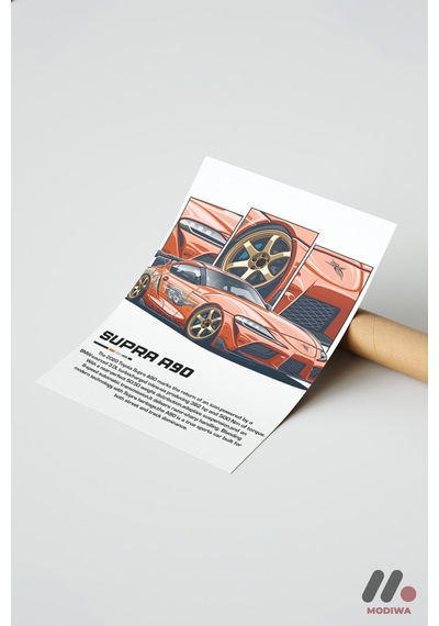 Toyota Supra A90 Jdm Poster, Çerçevesiz Yüksek Kalite Duvar Afişi - Oto Severlere Özel Hediye