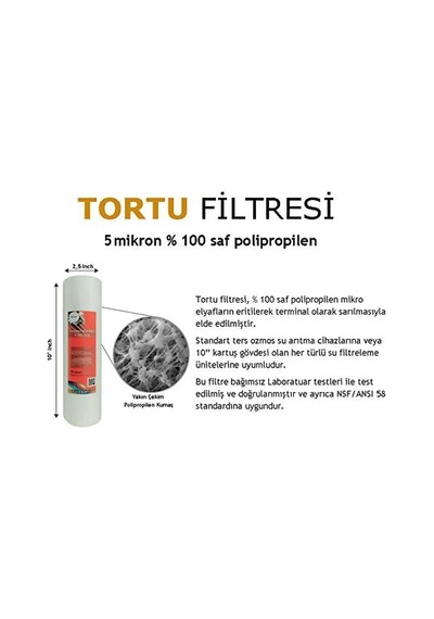 Su Arıtma Cihazı 5 Micron Sediment Tortu Filtre Kartuşu 10 İnç Diğer