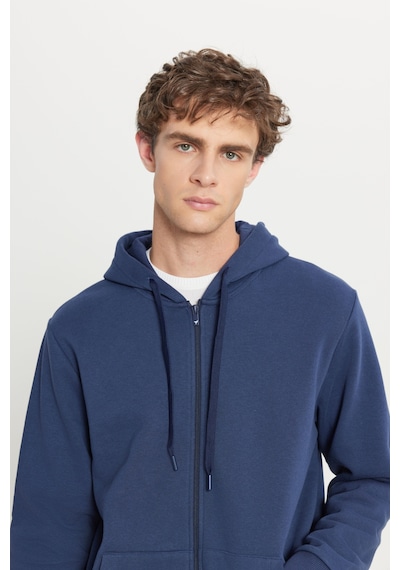 AC&Co / Altınyıldız Classics Erkek Standart Fit Normal Kesim Kapüşonlu Fermuarlı  Sweatshirt - Lacivert