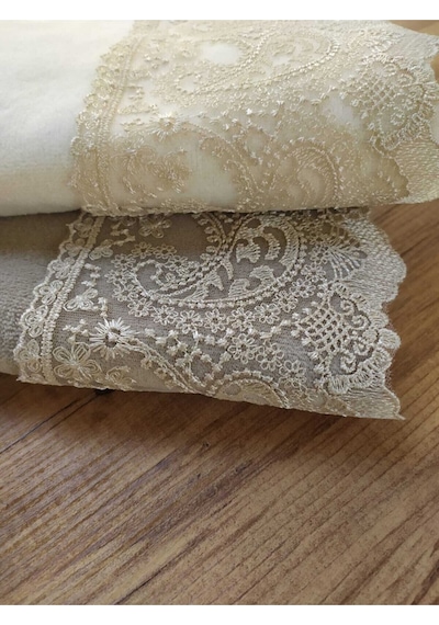 Çeyizlik Liza Kadife El ve Yüz Havlu Seti 2'li Set 50/90cm Bej - Kahverengi