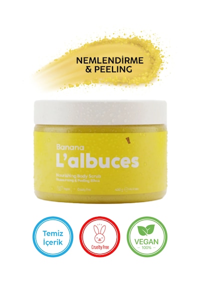 Banana Body Scrub 400gr Vegan, Temiz İçerikli, Muz Kokulu Pürüzsüz Cilt Bakımı