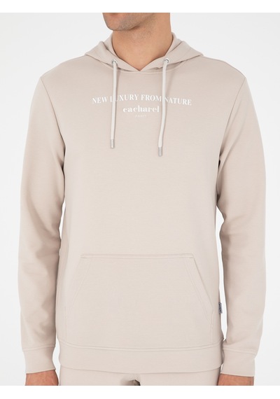 Bej Regular Fit Pamuk Karışımlı Yarım Fermuarlı Sweatshirt