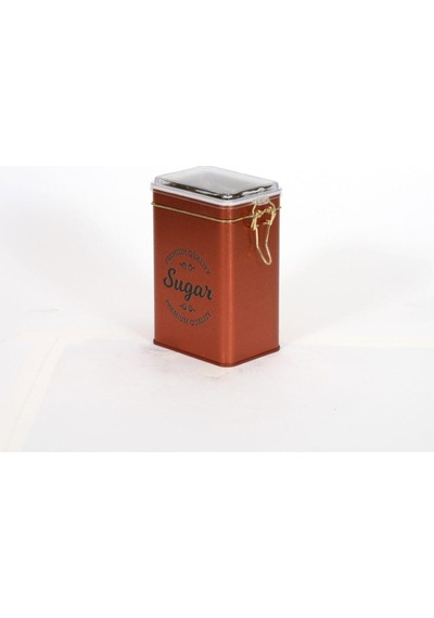 Sn Sugar Copper Desenli Kilitli Kapaklı Dikdörtgen Metal Saklama Kabı 1 L 7.5 x 10 x 15 CM