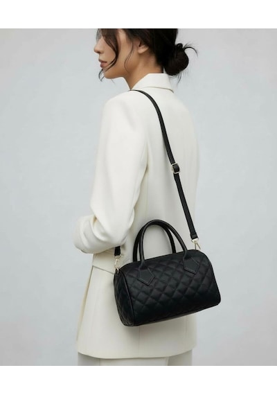 Addy Noir Quilted Kapitone Mini Varil Anne Omuz Ve El Çantası Siyah