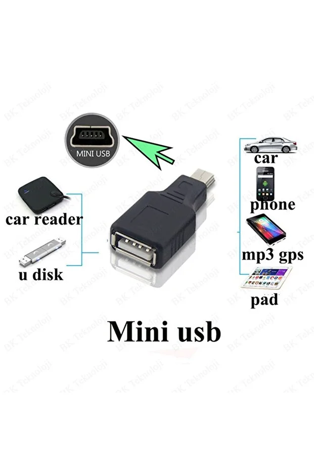 Usb Mini 5 Pin Aparat Usb Erkek Usb Dişi Aparat Oto Teyp Flash Bellek Mini Usb V3 Otg Dönüştürücü Aparat Mini 5pin