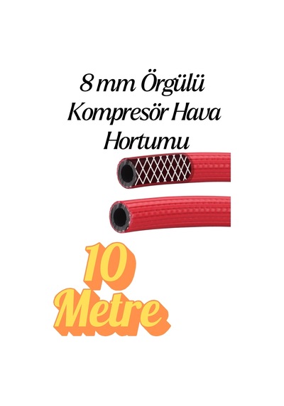 10 Metre Kompresör Hava Hortumu 8 Mm Termo Hortum Kırmızı Thermo Hortum Basınca Dayanıklı Hortum