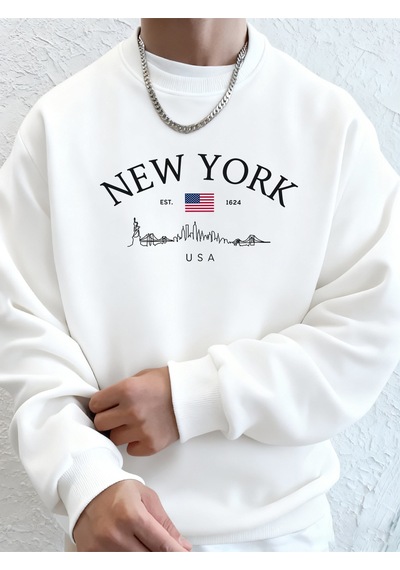Startmore Startmorenew York Abd Baskılı Kapüşonlular Erkek Moda Temelleri Tişörtü Spor Günlük Üstler Sokak Sıcak Beyaz