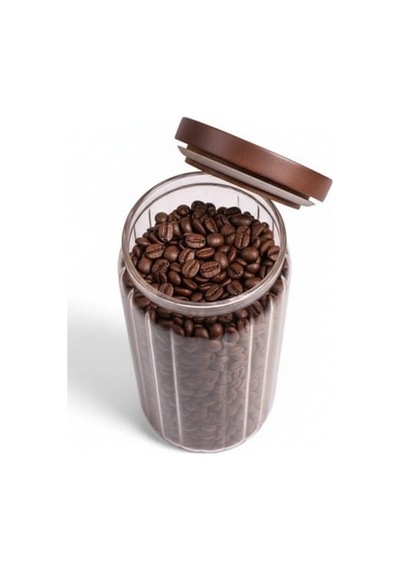Akasya Kapaklı Çizgili Cam Kavanoz 1000ml /1 Litre Hava Geçirmez, Modern Fitilli Tasarım Gıda Saklama Kabı K Diğer