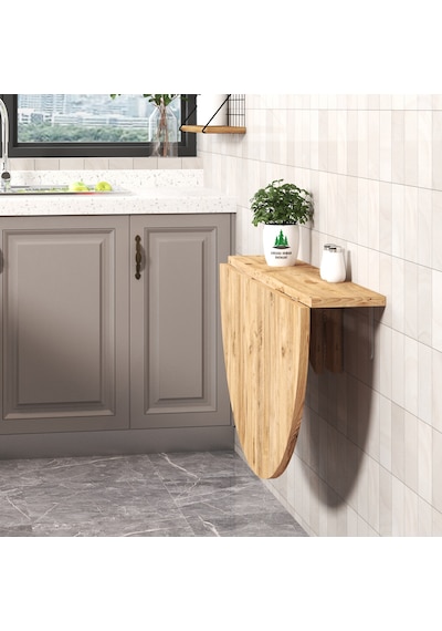 90x60 cm Çam MDF Yuvarlak Açılır Kapanır Duvara Monte Masa