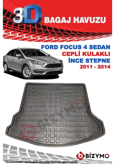 Ford Focus 4 Sedan Cepli Kulaklı 2015+ 3D Bagaj Havuzu Bizymo