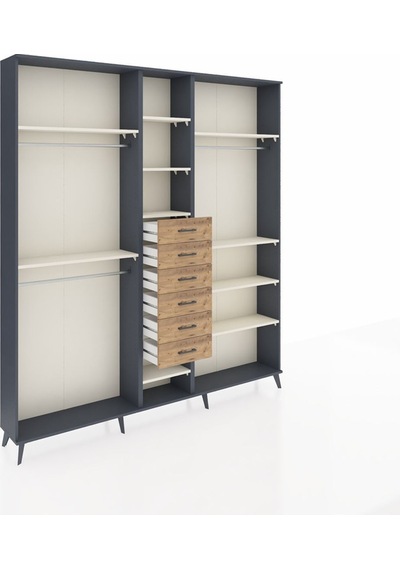 Arges Dolap 10 Raflı 6 Çekmeceli 3 Askılı 220x30x243 Antrasit-aytaşı/çam Aytası/atlas Çam Arges Dolap 10 Raflı 6 Çekmeceli 3 Askılı 220x30x243 Antrasit-aytaşı/çam Aytası/atlas Çam