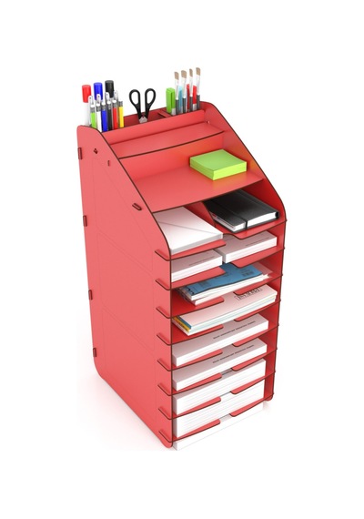 Design Otto Tower Masaüstü Organizer 10 Kat A4 Evrak Rafı Kırmızı - 90845809 Kırmızı