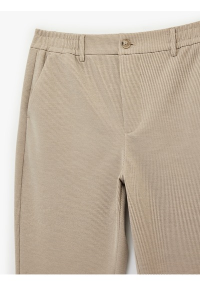 Koton Slim Fit Viskon Karışımlı Cepli Düğmeli Chino Pantolon Bej 6sam40001hk Ekru