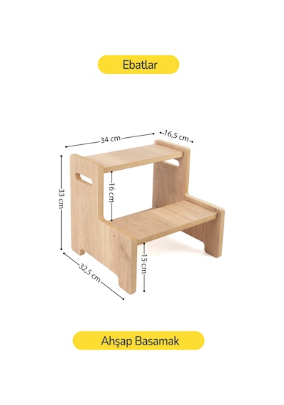 Ahşap Yükseltici Basamak Tabure Çok Renkli