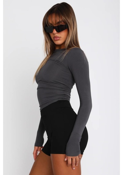 Seeh Füme Bisiklet Yaka Basic Uzun Kollu Body Sh142