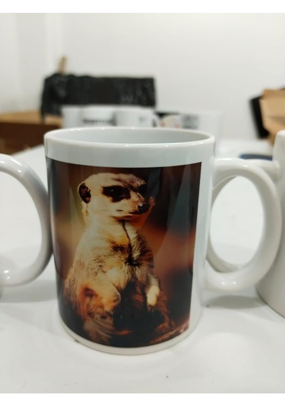 Suricate Surikat Kupa - Vahşi Hayvan Doğa Seramik Bardak Hediyesi 325ml Beyaz - Çok Renkli