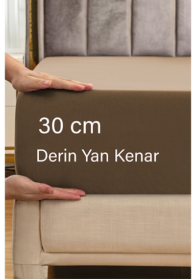 Ranforce Kahverengi Pamuklu Tek / Çift Kişilik Battal Tam Kenar Lastikli Çarşaf 14 Renk Fıtted Kahverengi