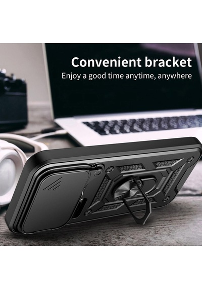 Caseonn Xiaomi 17 Pro Kılıf Sürgülü Kamera Korumalı Yüzüklü Mıknatıslı Tank Kapak Lacivert